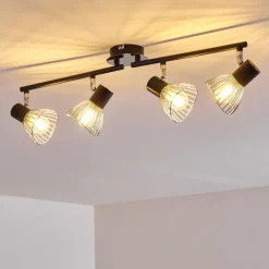 Luminaires Rustiques-hofstein Plafonnier Burkal Chrome, Noir, 4 lumières