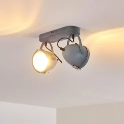 hofstein Plafonnier Butikon Gris, 2 lumières