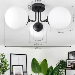 hofstein Plafonnier Cabalonga Noir, 3 lumières