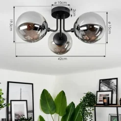 hofstein Plafonnier Cabalonga Noir, 3 lumières