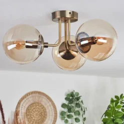 hofstein Plafonnier Cabalonga Vieux laiton, 3 lumières