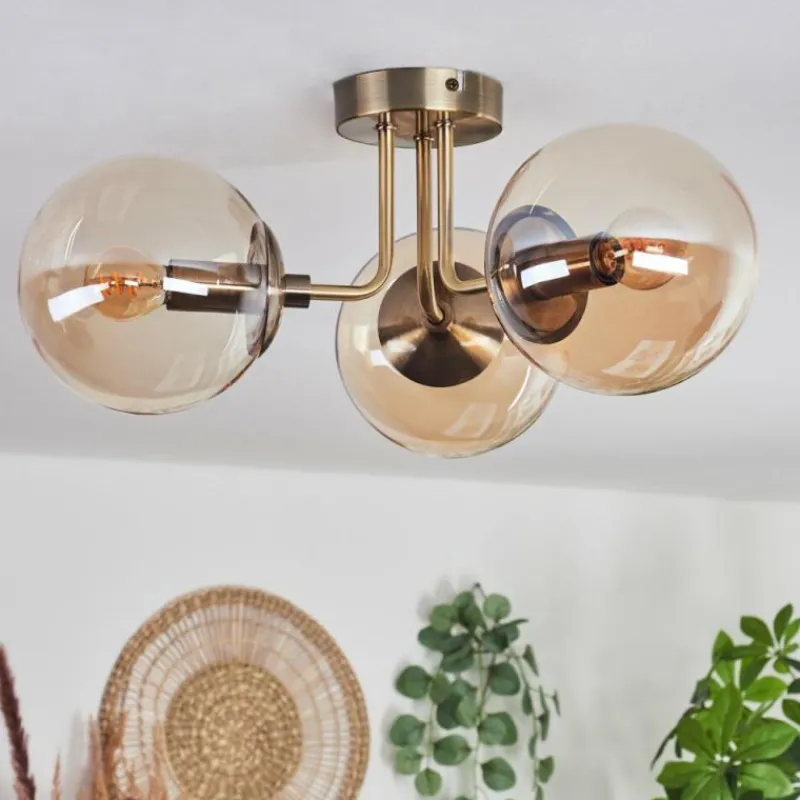 hofstein Plafonnier Cabalonga Vieux laiton, 3 lumières