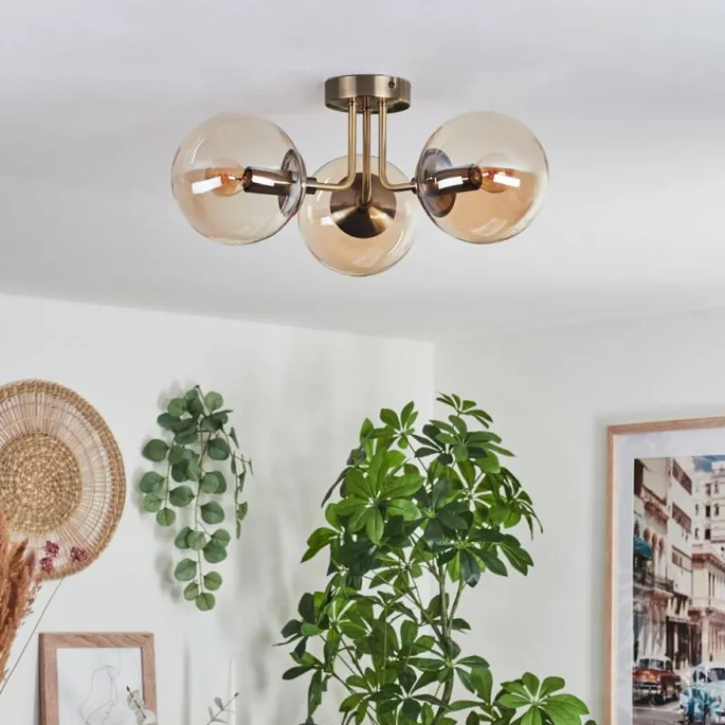 hofstein Plafonnier Cabalonga Vieux laiton, 3 lumières