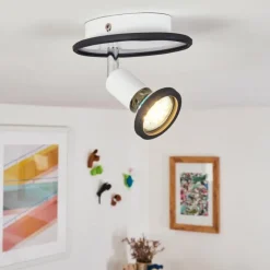 hofstein Plafonnier Cabri LED Chrome, Noir, Blanc, 1 lumière