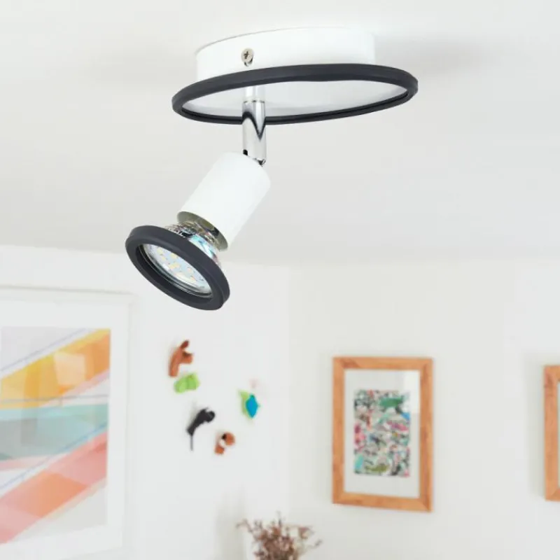 hofstein Plafonnier Cabri LED Chrome, Noir, Blanc, 1 lumière