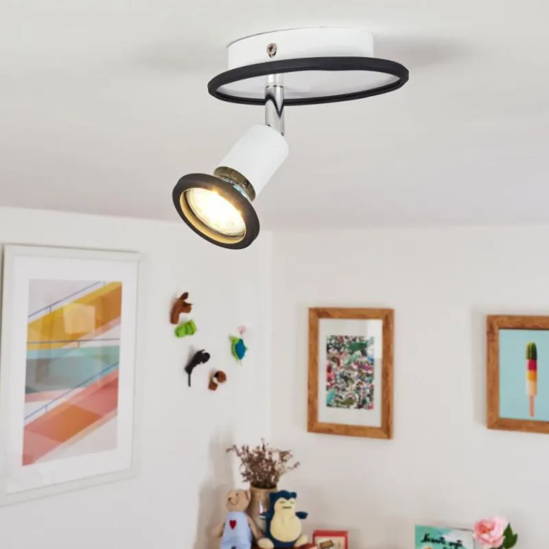 hofstein Plafonnier Cabri LED Chrome, Noir, Blanc, 1 lumière