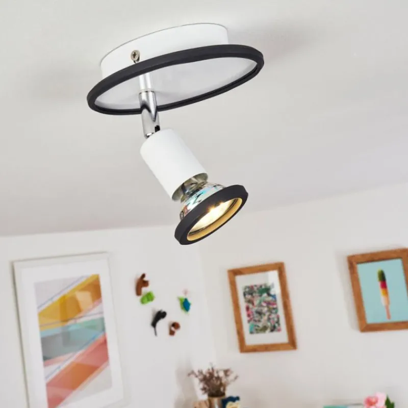 hofstein Plafonnier Cabri LED Chrome, Noir, Blanc, 1 lumière