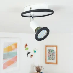 hofstein Plafonnier Cabri LED Chrome, Noir, Blanc, 1 lumière