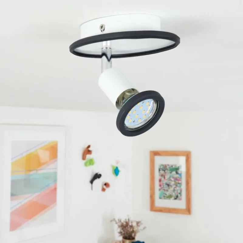 hofstein Plafonnier Cabri LED Chrome, Noir, Blanc, 1 lumière