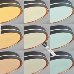 hofstein Plafonnier Cachalot LED Cuivre, Noir, 1 lumière, Télécommandes, Changeur de couleurs