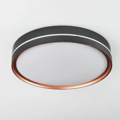 hofstein Plafonnier Cachalot LED Cuivre, Noir, 1 lumière, Télécommandes, Changeur de couleurs