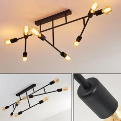 hofstein Plafonnier Cahaba Noir, 8 lumières