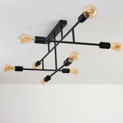hofstein Plafonnier Cahaba Noir, 8 lumières