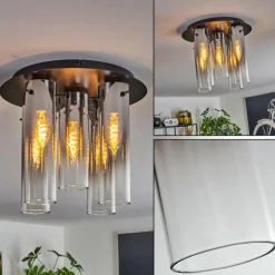 hofstein Plafonnier Caimitte Noir, 5 lumières