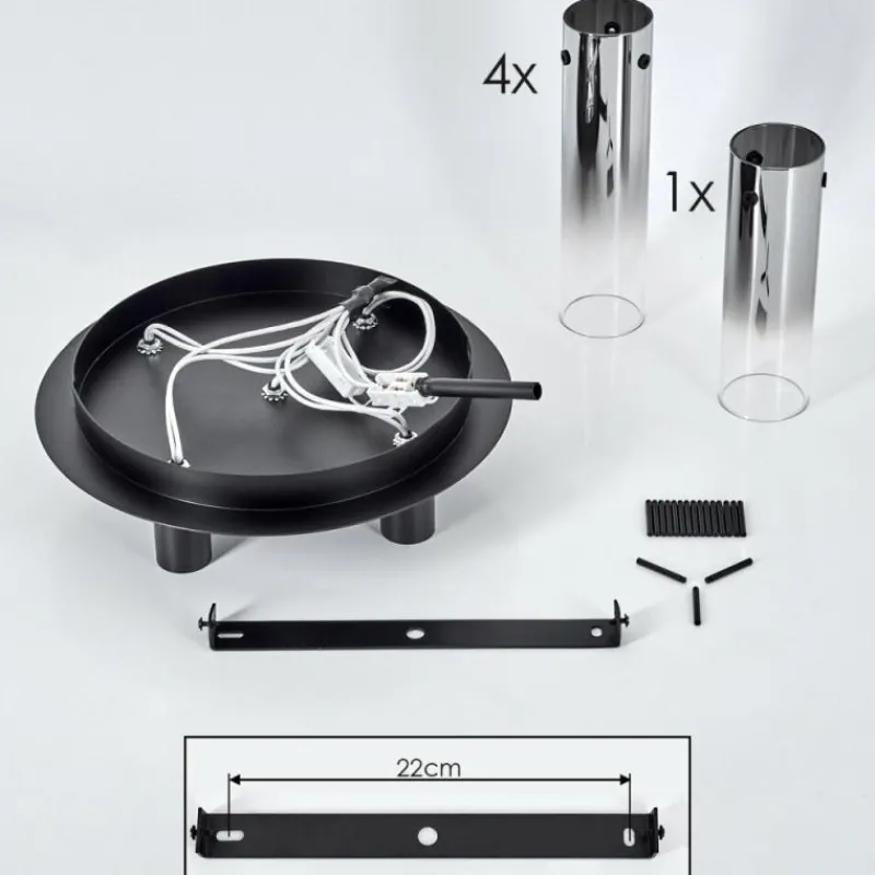 hofstein Plafonnier Caimitte Noir, 5 lumières