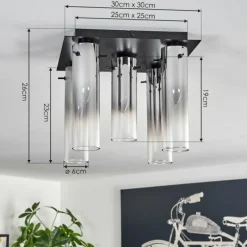 hofstein Plafonnier Caimitte Noir, 5 lumières