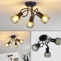 Lampes Vintages & Rétros-hofstein Plafonnier Cairns Noir, 3 lumières