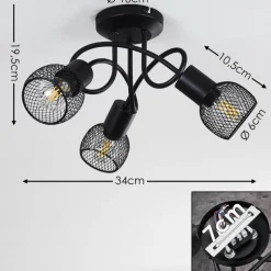 Lampes Vintages & Rétros-hofstein Plafonnier Cairns Noir, 3 lumières