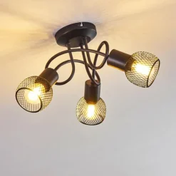 Lampes Vintages & Rétros-hofstein Plafonnier Cairns Noir, 3 lumières
