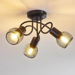Lampes Vintages & Rétros-hofstein Plafonnier Cairns Noir, 3 lumières
