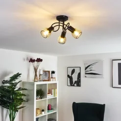 Lampes Vintages & Rétros-hofstein Plafonnier Cairns Noir, 3 lumières