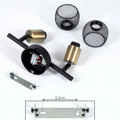 Lampes Vintages & Rétros-hofstein Plafonnier Cairns Vieux laiton, Noir, 2 lumières