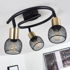 Lampes Vintages & Rétros-hofstein Plafonnier Cairns Vieux laiton, Noir, 3 lumières