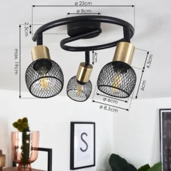 Lampes Vintages & Rétros-hofstein Plafonnier Cairns Vieux laiton, Noir, 3 lumières