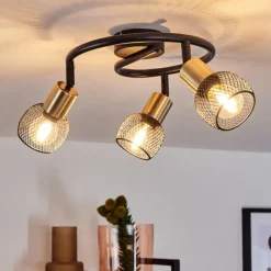 Lampes Vintages & Rétros-hofstein Plafonnier Cairns Vieux laiton, Noir, 3 lumières