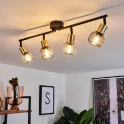 Lampes Vintages & Rétros-hofstein Plafonnier Cairns Vieux laiton, Noir, 4 lumières