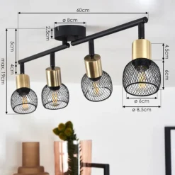 Lampes Vintages & Rétros-hofstein Plafonnier Cairns Vieux laiton, Noir, 4 lumières