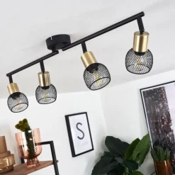 Lampes Vintages & Rétros-hofstein Plafonnier Cairns Vieux laiton, Noir, 4 lumières