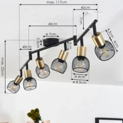 Lampes Vintages & Rétros-hofstein Plafonnier Cairns Vieux laiton, Noir, 6 lumières