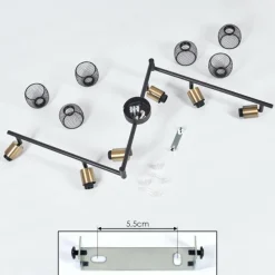 Lampes Vintages & Rétros-hofstein Plafonnier Cairns Vieux laiton, Noir, 6 lumières