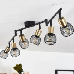 Lampes Vintages & Rétros-hofstein Plafonnier Cairns Vieux laiton, Noir, 6 lumières