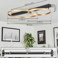 Lampes Dorées-hofstein Plafonnier Cajean LED Noir, 1 lumière