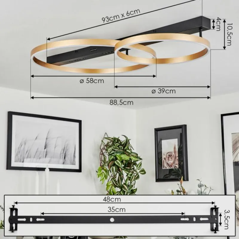 Lampes Dorées-hofstein Plafonnier Cajean LED Noir, 1 lumière