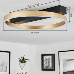 Lampes Dorées-hofstein Plafonnier Cajean LED Noir, 1 lumière