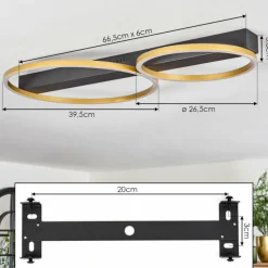 Lampes Dorées-hofstein Plafonnier Cajean LED Noir, 2 lumières