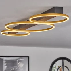 Lampes Dorées-hofstein Plafonnier Cajean LED Noir, 3 lumières