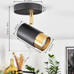 hofstein Plafonnier Campanas Laiton, Noir, 1 lumière