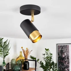 hofstein Plafonnier Campanas Laiton, Noir, 1 lumière