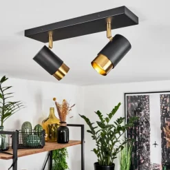 hofstein Plafonnier Campanas Laiton, Noir, 2 lumières