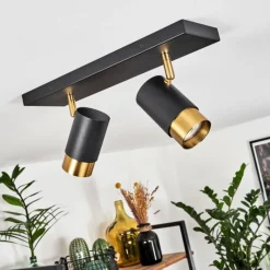 hofstein Plafonnier Campanas Laiton, Noir, 2 lumières