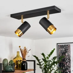 hofstein Plafonnier Campanas Laiton, Noir, 2 lumières