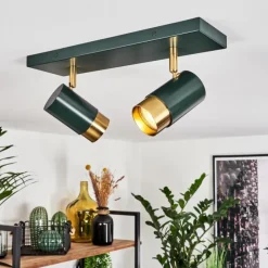 hofstein Plafonnier Campanas Vert, Laiton, 2 lumières