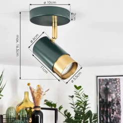 hofstein Plafonnier Campanas Vert, Laiton, 1 lumière