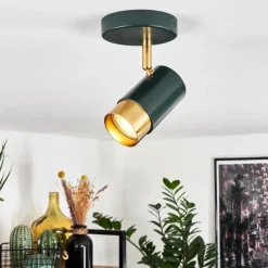 hofstein Plafonnier Campanas Vert, Laiton, 1 lumière