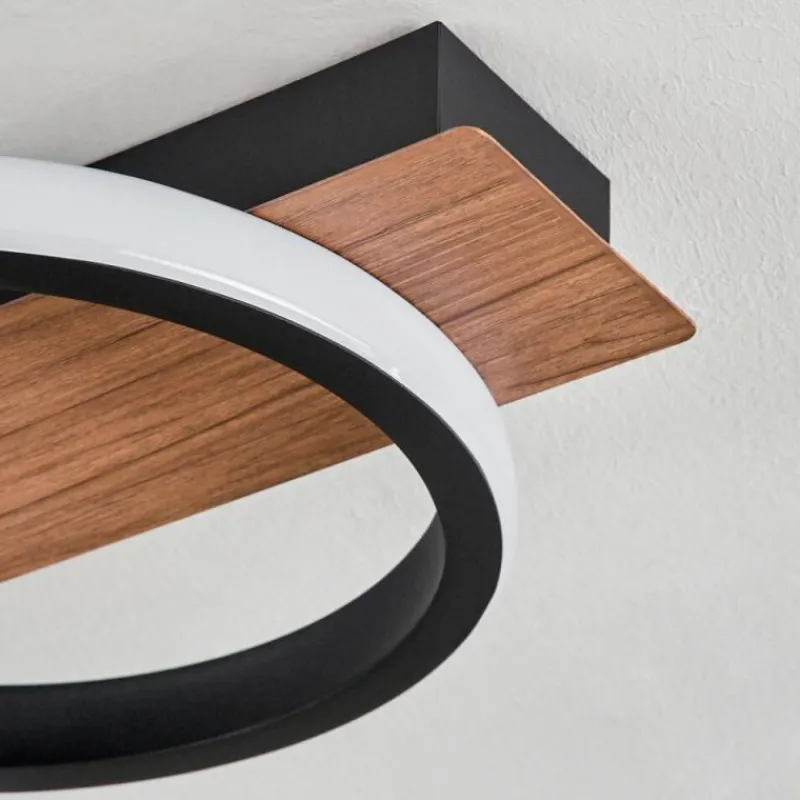 Luminaires Scandinaves-hofstein Plafonnier Canhestros LED Brun, Couleur bois, Noir, 1 lumière