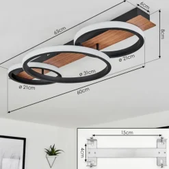 Luminaires Scandinaves-hofstein Plafonnier Canhestros LED Brun, Couleur bois, Noir, 1 lumière
